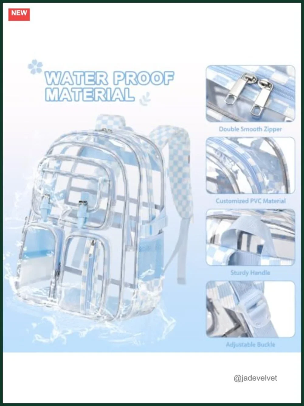 3Pcs Clear Backpack Set Heavy Duty Stadium Approved Transparent Backpack with